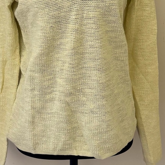 Eileen Fisher Organic Linen & Cotton Blend V-Neck Sweater, Light Yellow,Size XXS - Picture 7 of 11